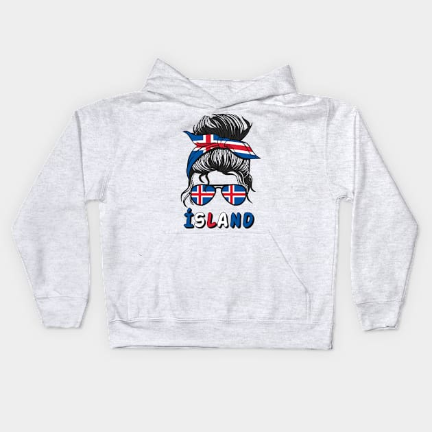 Island Iceland Flag Girls Icelandic Girl Kids Kids Hoodie by qwertydesigns